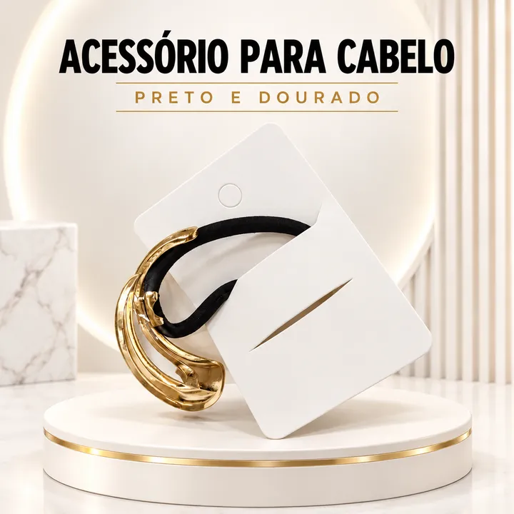 Prendedor de cabelo preto e dourado