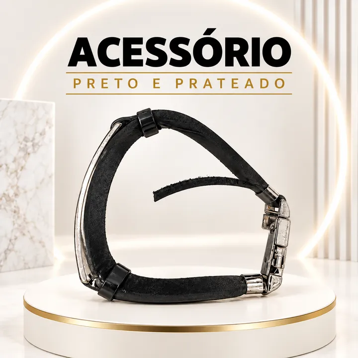 Acessório preto e prateado