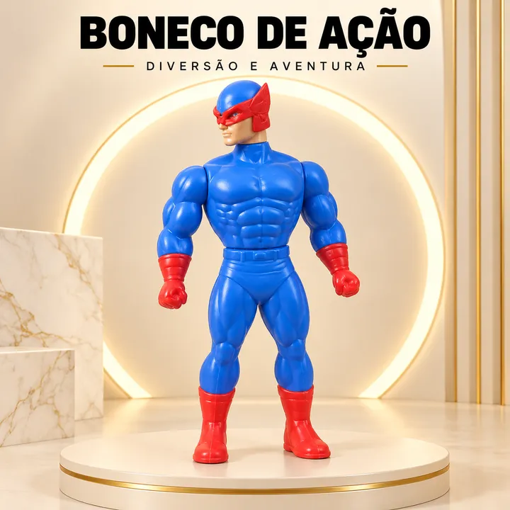 Boneco de ação azul e vermelho
