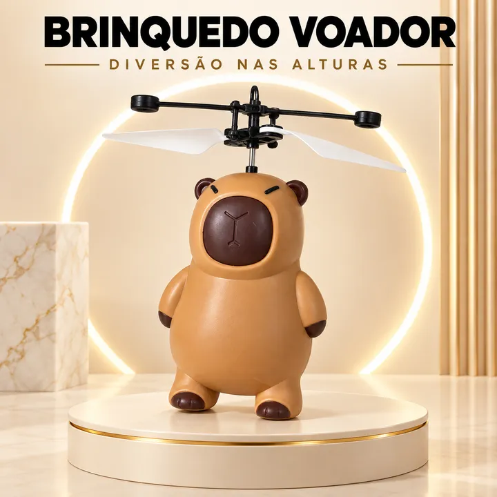 Capivara voadora com hélice na cabeça
