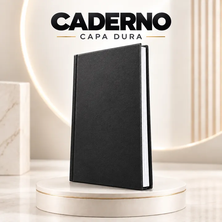 Caderno preto de capa dura