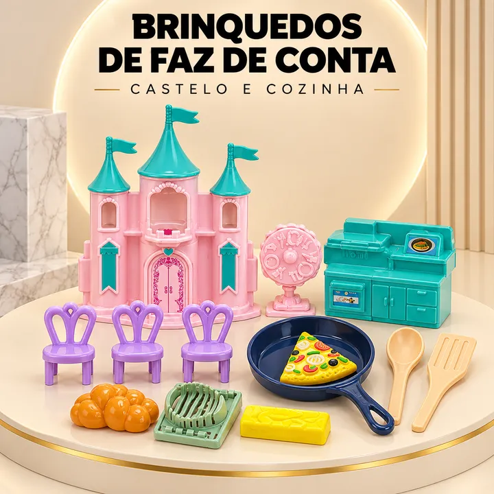 Castelo e cozinha de brinquedo