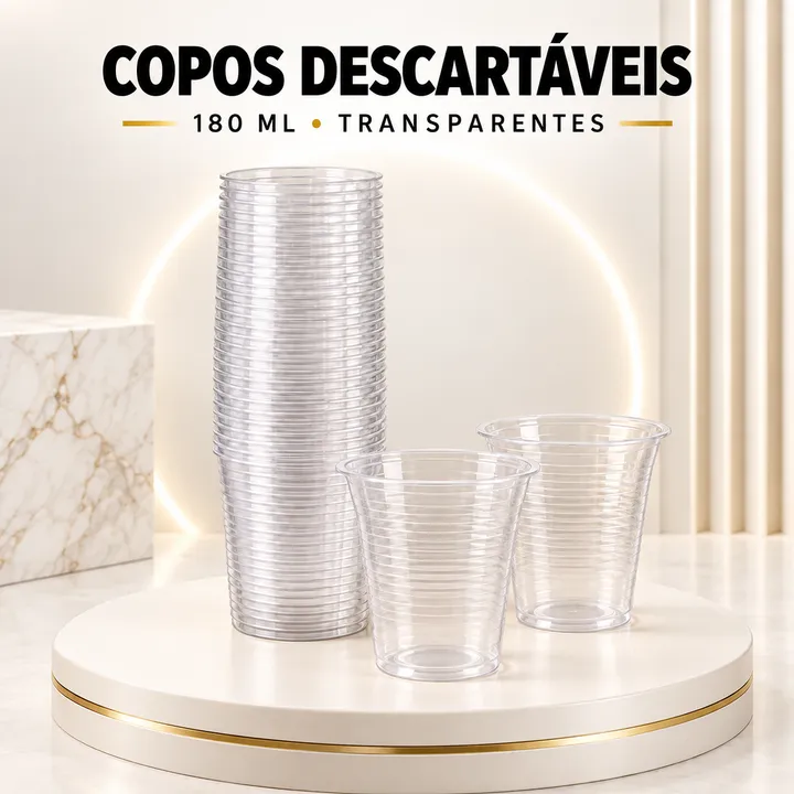Copos descartáveis transparentes 180 ml