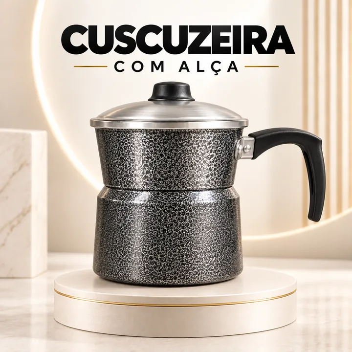 Cuscuzeira de alumínio preta