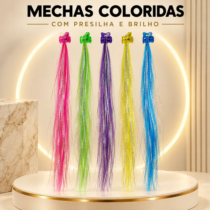 Mechas coloridas com presilha