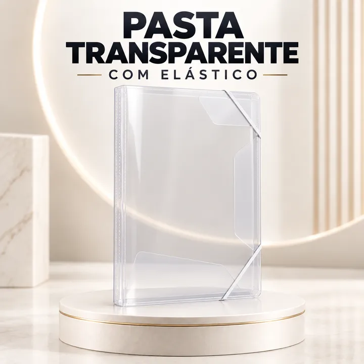 Pasta transparente com elástico