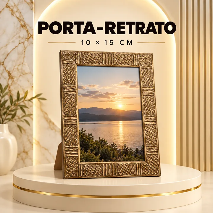 Porta-retrato dourado 10 × 15 cm
