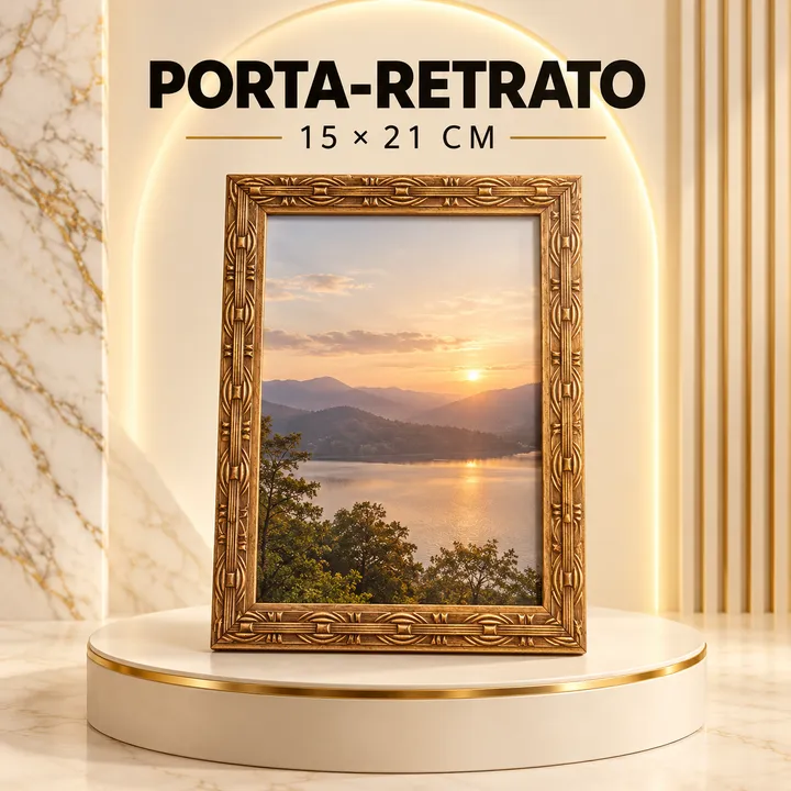 Porta-retrato dourado 15 × 21 cm