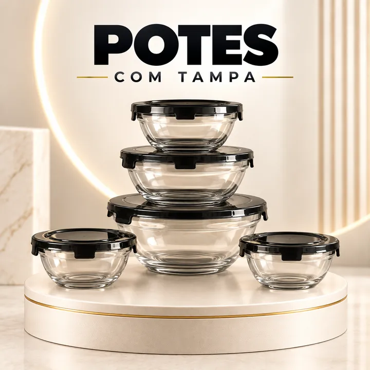Potes de vidro com tampa
