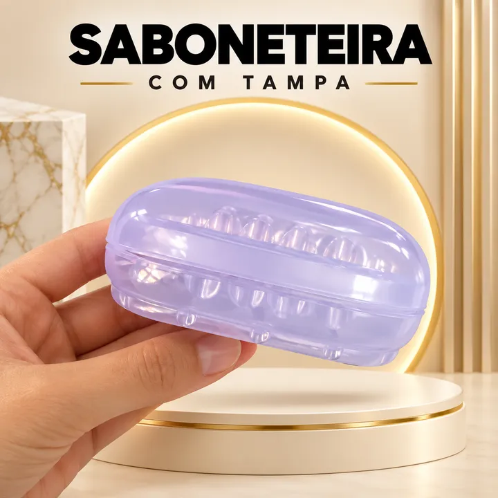 Saboneteira lilás com tampa